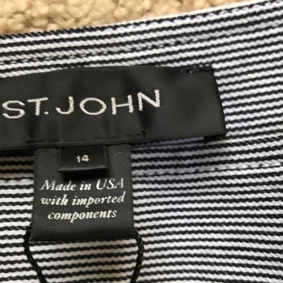 NWT! St John Size 14 striped Bianco/Caviar Emma fit ankle pants - Picture 3 of 10